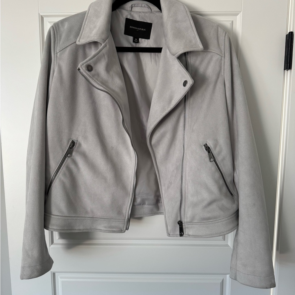 Banana Republic Light Gray Leather Jacket